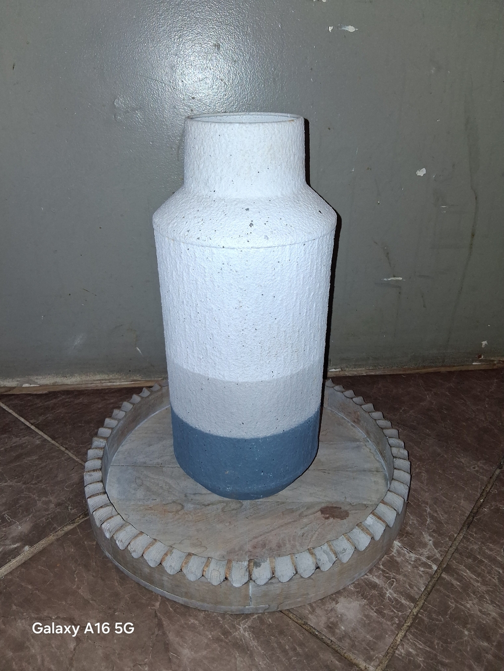 Minimal Two-Tone White and Blue Decorative Vase